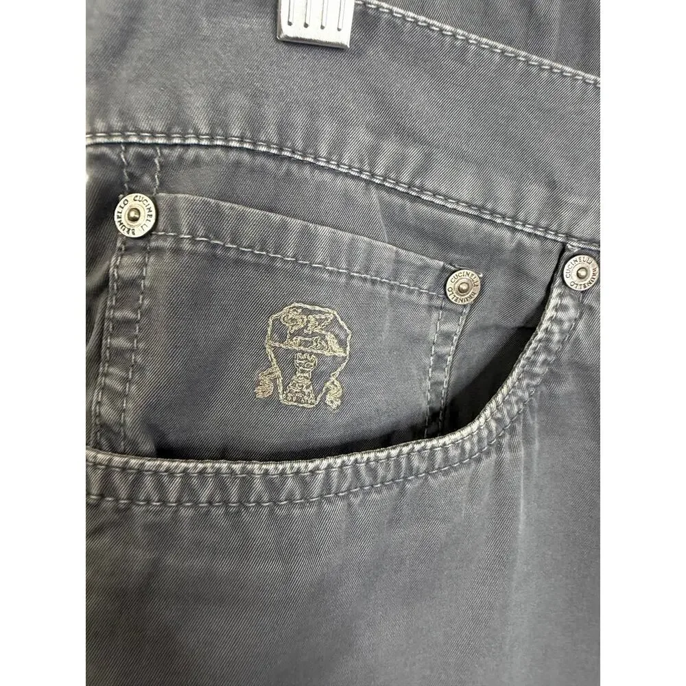 Brunello Cucinelli Men's Dyed Taupe Slim-Straight Leg Five-Pocket Pants Sz 50- M